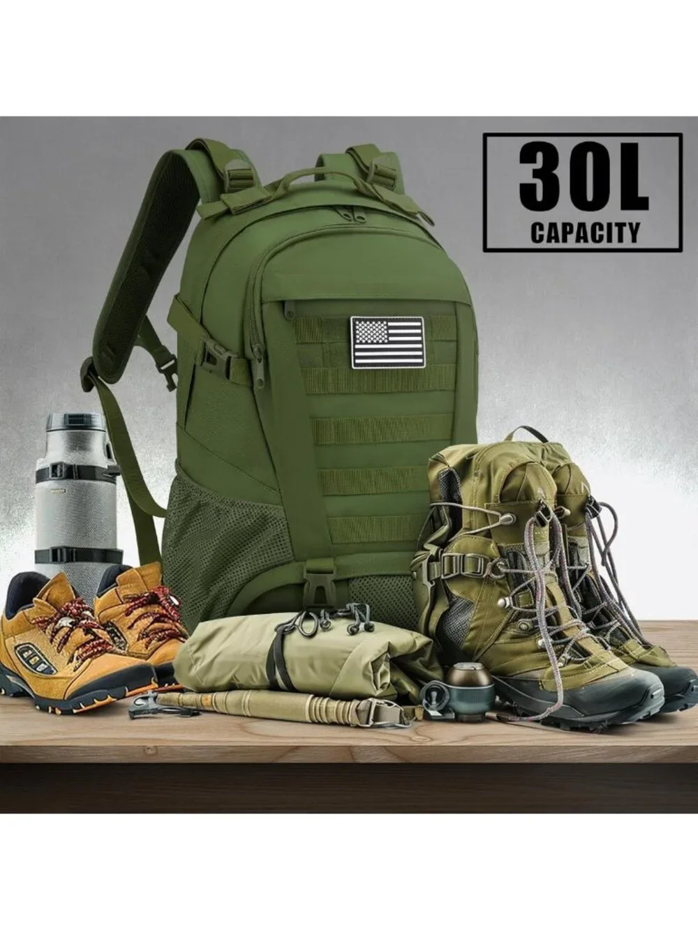 Tactical Hiking Backpack 30L Waterproof Military Day Pack with Molle System